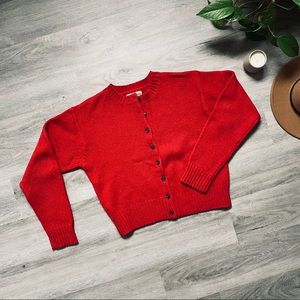 Vintage A&F Red Wool Cardigan Sweater